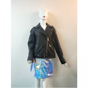 BLACK BIKER PU JACKET RLWPJ0020N