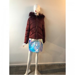 LADIES 'BURGUNDY HOODED COAT RLWPC0066