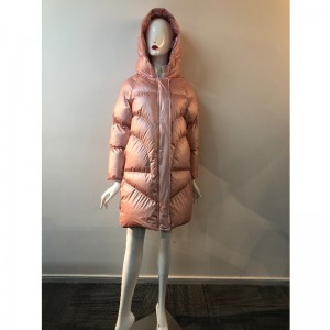 LADIES 'LONGLINE PUFFER COAT V PINK RLWPC0081